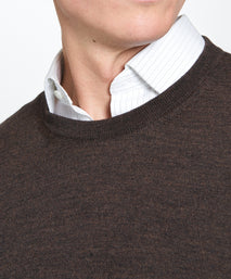 Chocolate Merino Wool Crew Neck Sweater