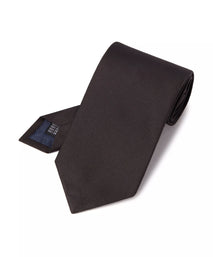 Black Plain Woven Silk Tie