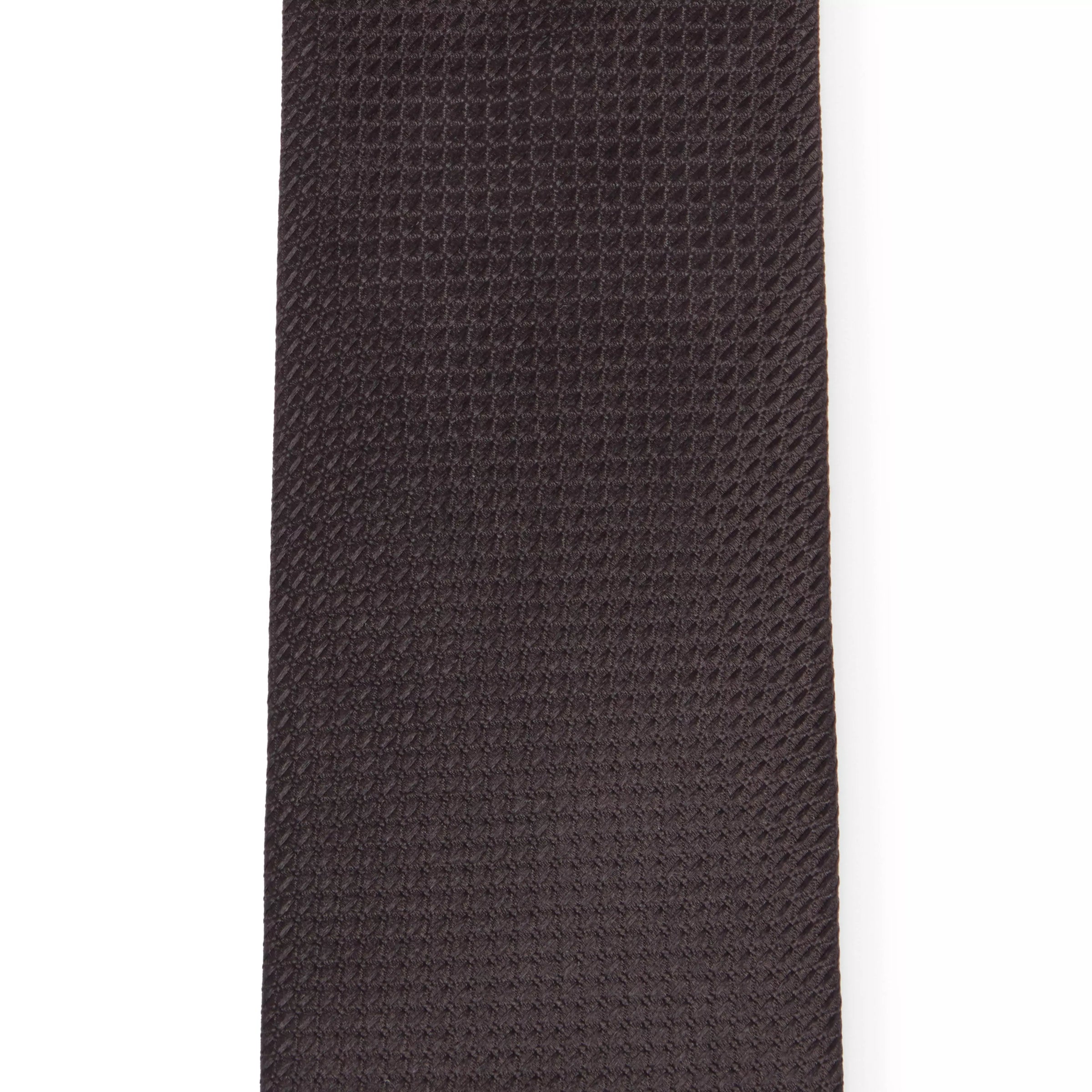 Black Textured Plain Woven Silk Tie