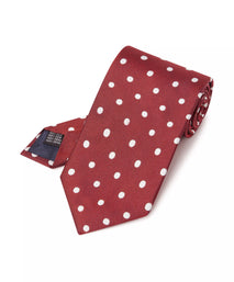 Red & White Polka Dot Silk Woven Tie