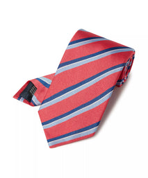 Sky Blue & Pink Regatta Stripe Silk Woven Tie