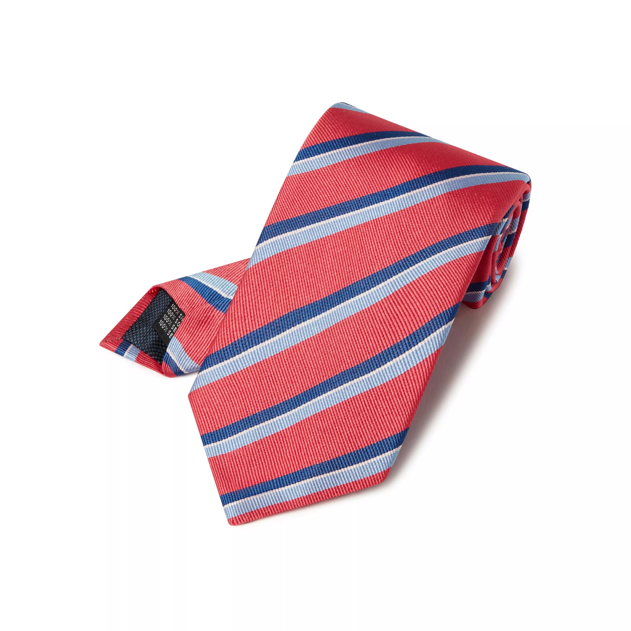 Sky Blue & Pink Regatta Stripe Silk Woven Tie