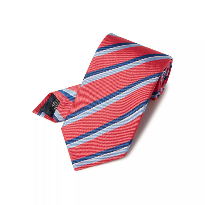 Sky Blue & Pink Regatta Stripe Silk Woven Tie