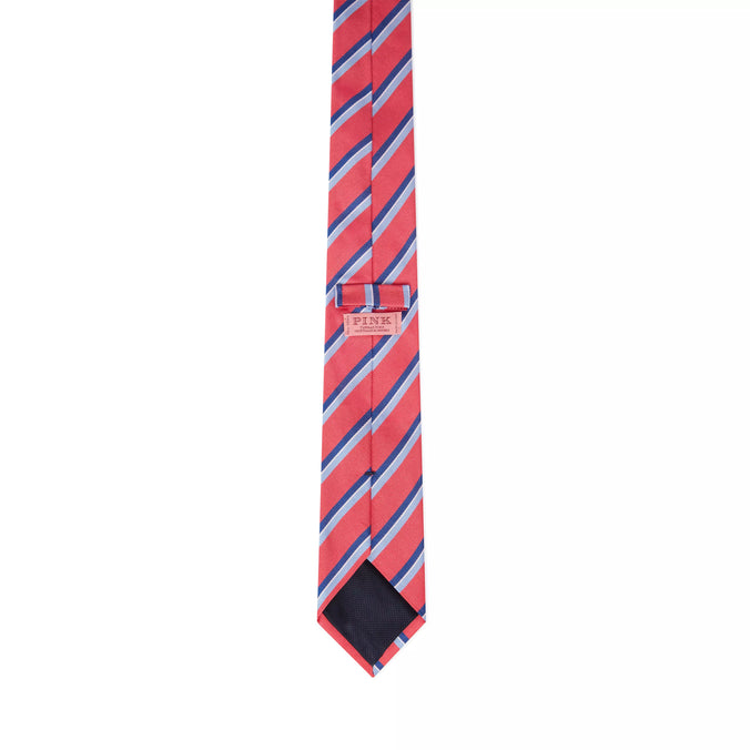 Sky Blue & Pink Regatta Stripe Silk Woven Tie