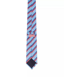 Sky Blue & Red Regatta Stripe Silk Woven Tie