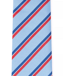 Sky Blue & Red Regatta Stripe Silk Woven Tie