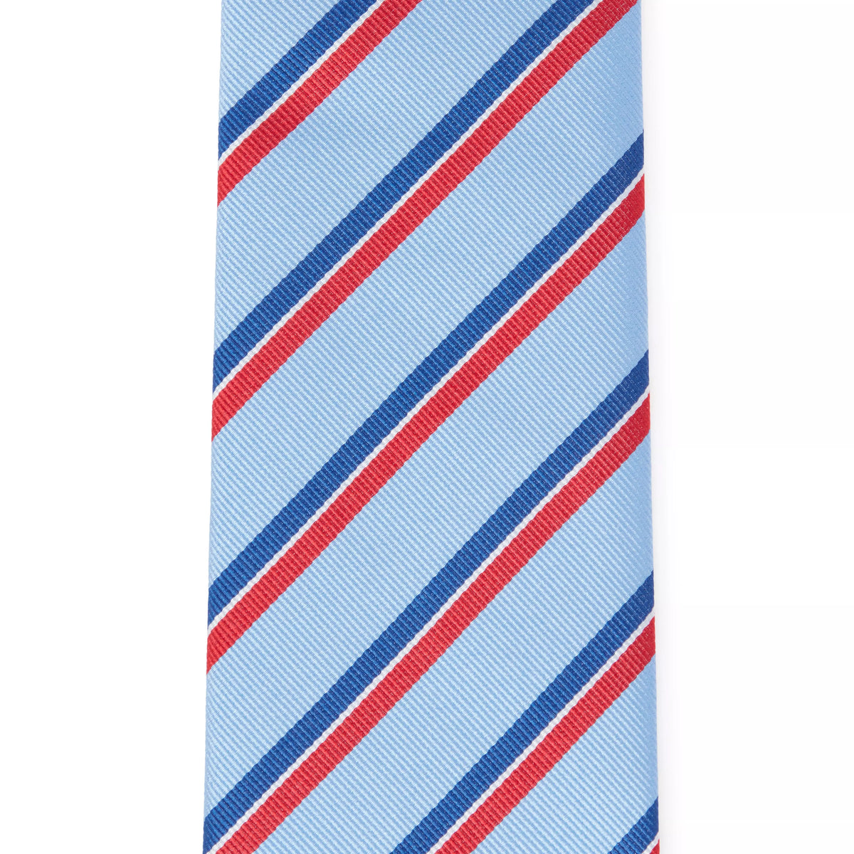 Sky Blue & Red Regatta Stripe Silk Woven Tie