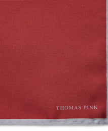 Burgundy Red & Grey Silk Twill Woven Pocket Square