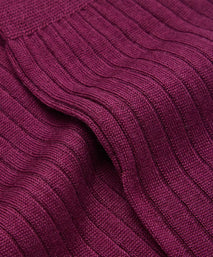 Plum Mid Length Ribbed Merino Wool Socks