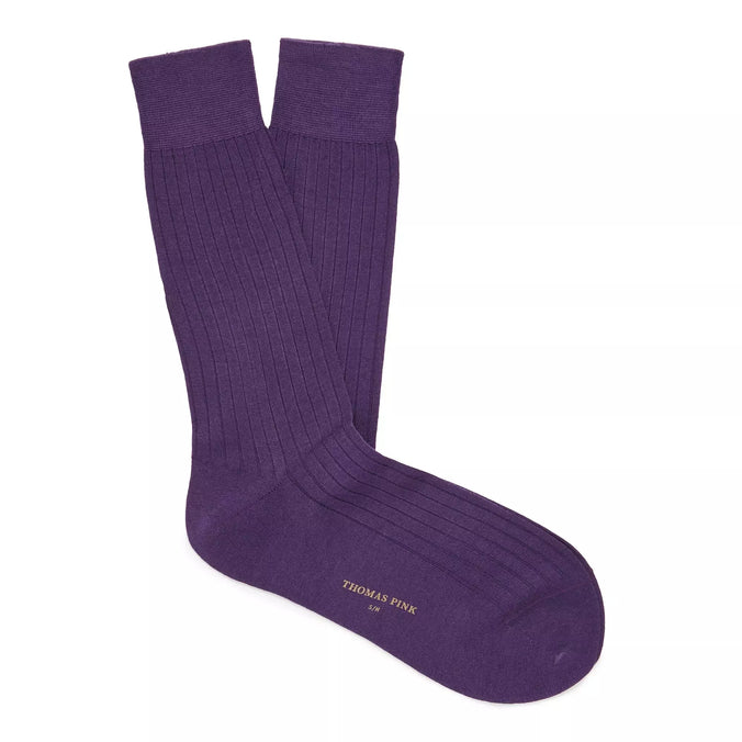 Purple Mid Length Ribbed Merino Wool Socks