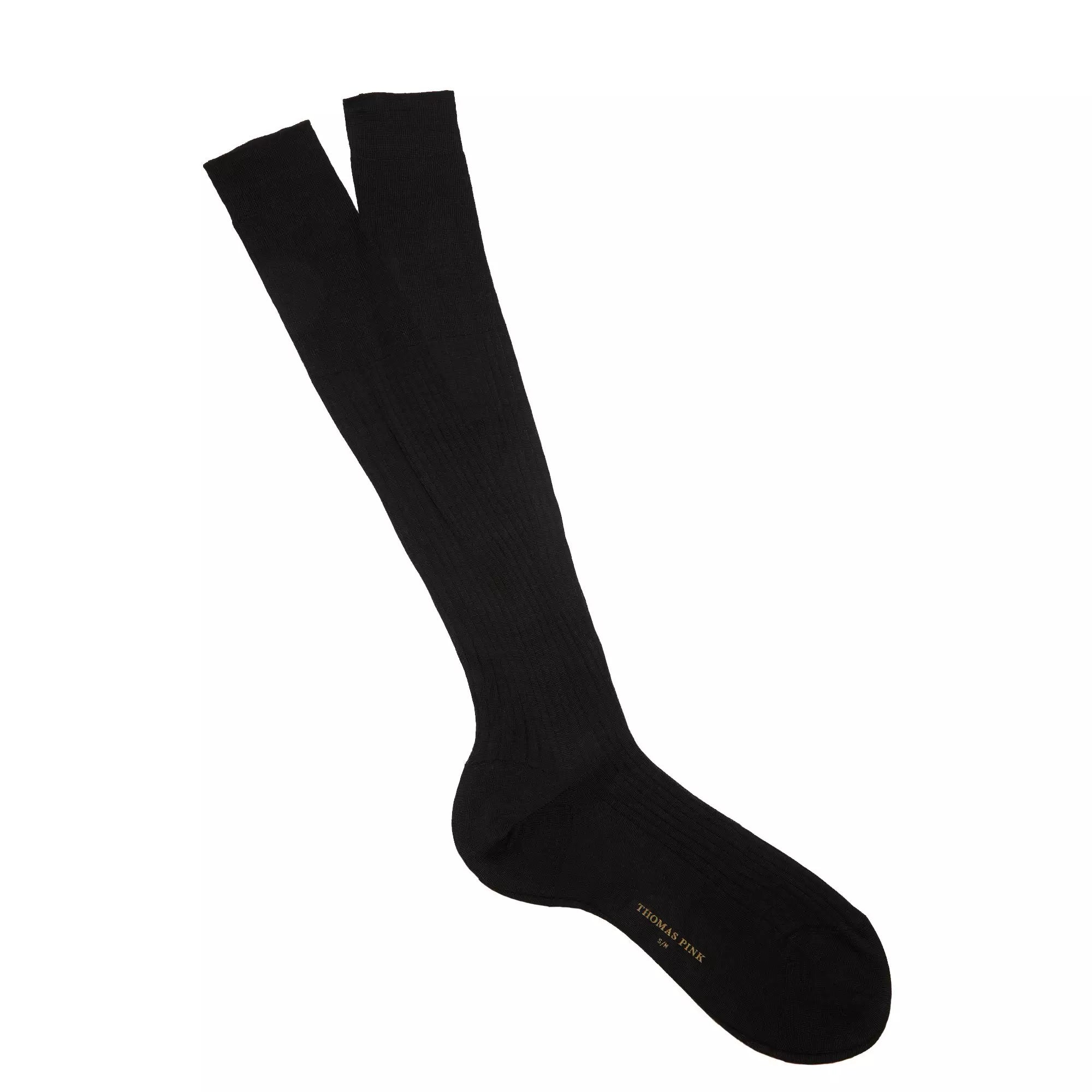 Black Long Ribbed Silk Dress Socks