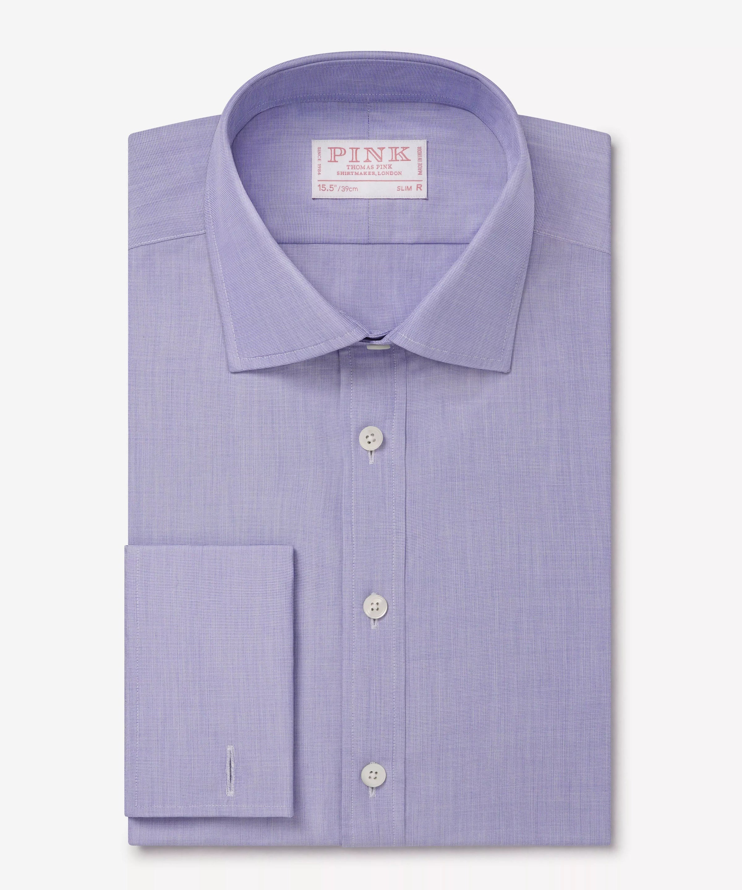 Blue Slim Fit Double Cuff End on End Formal Shirt