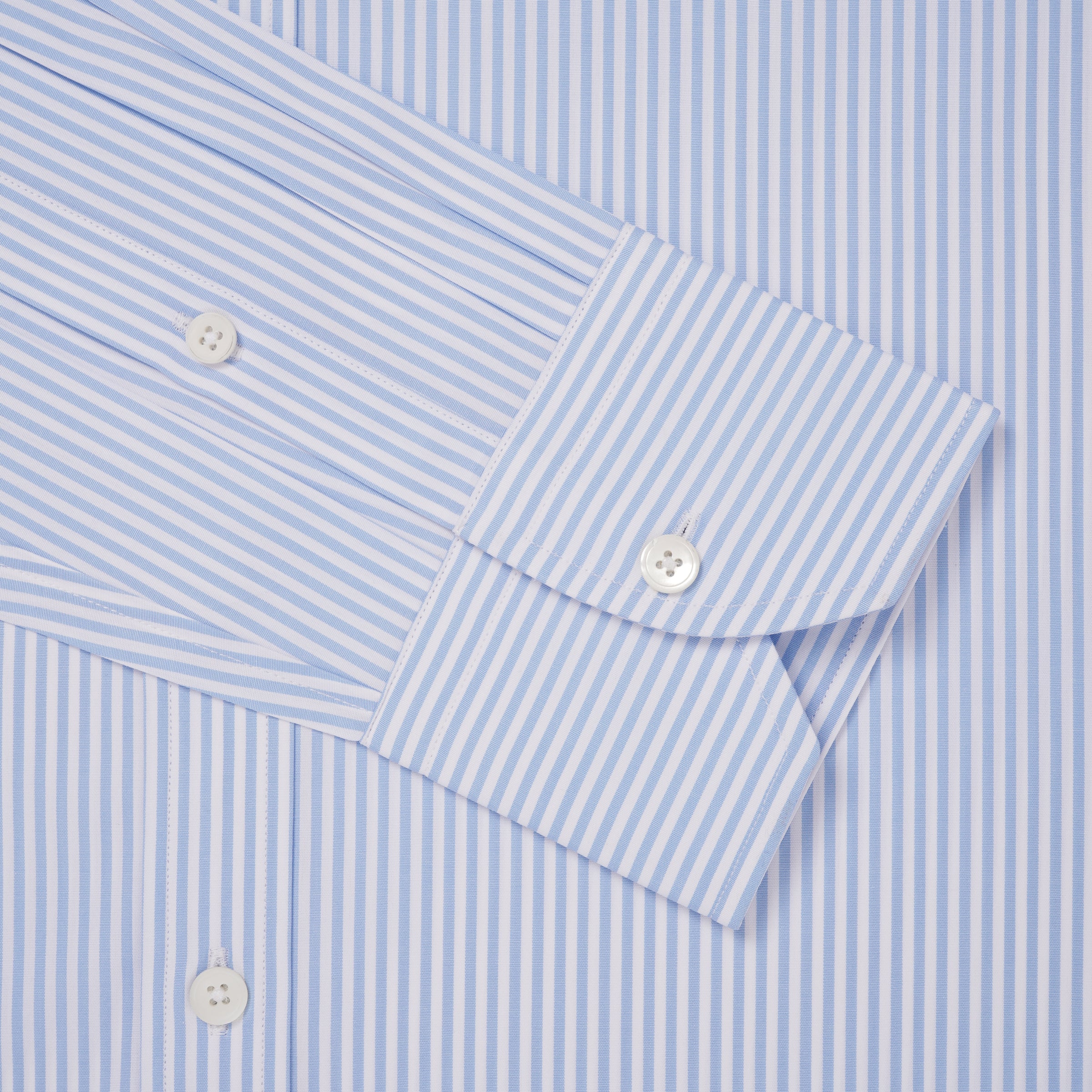 Pale Blue & White Tailored Fit Essential Bengal Stripe Formal Shirt