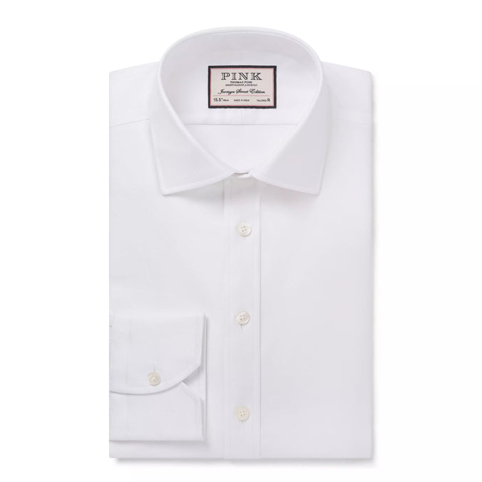 White Tailored Fit Twill Formal Shirt
