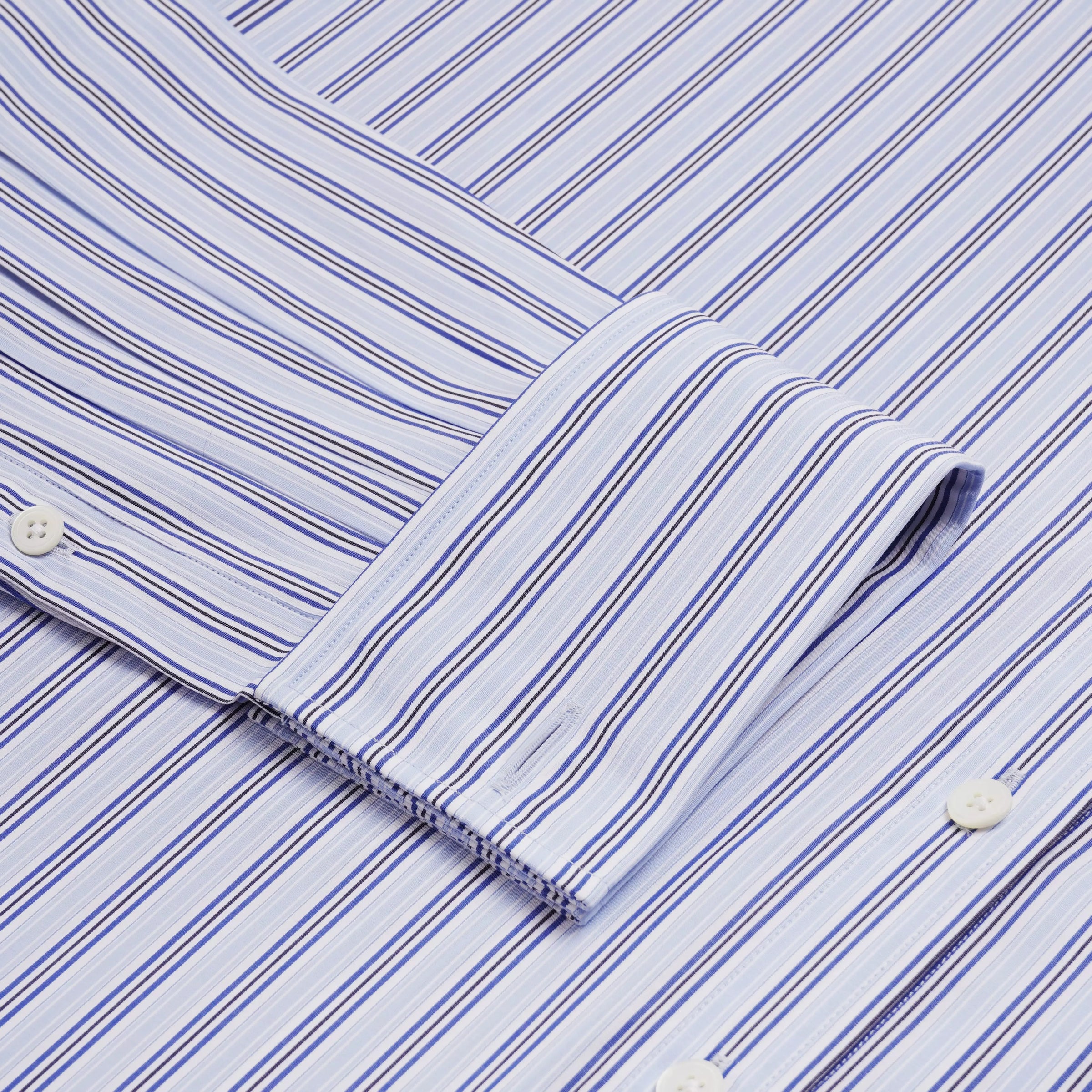 Pale Blue & White Classic Fit Formal Double Cuff Berkeley Stripe Shirt