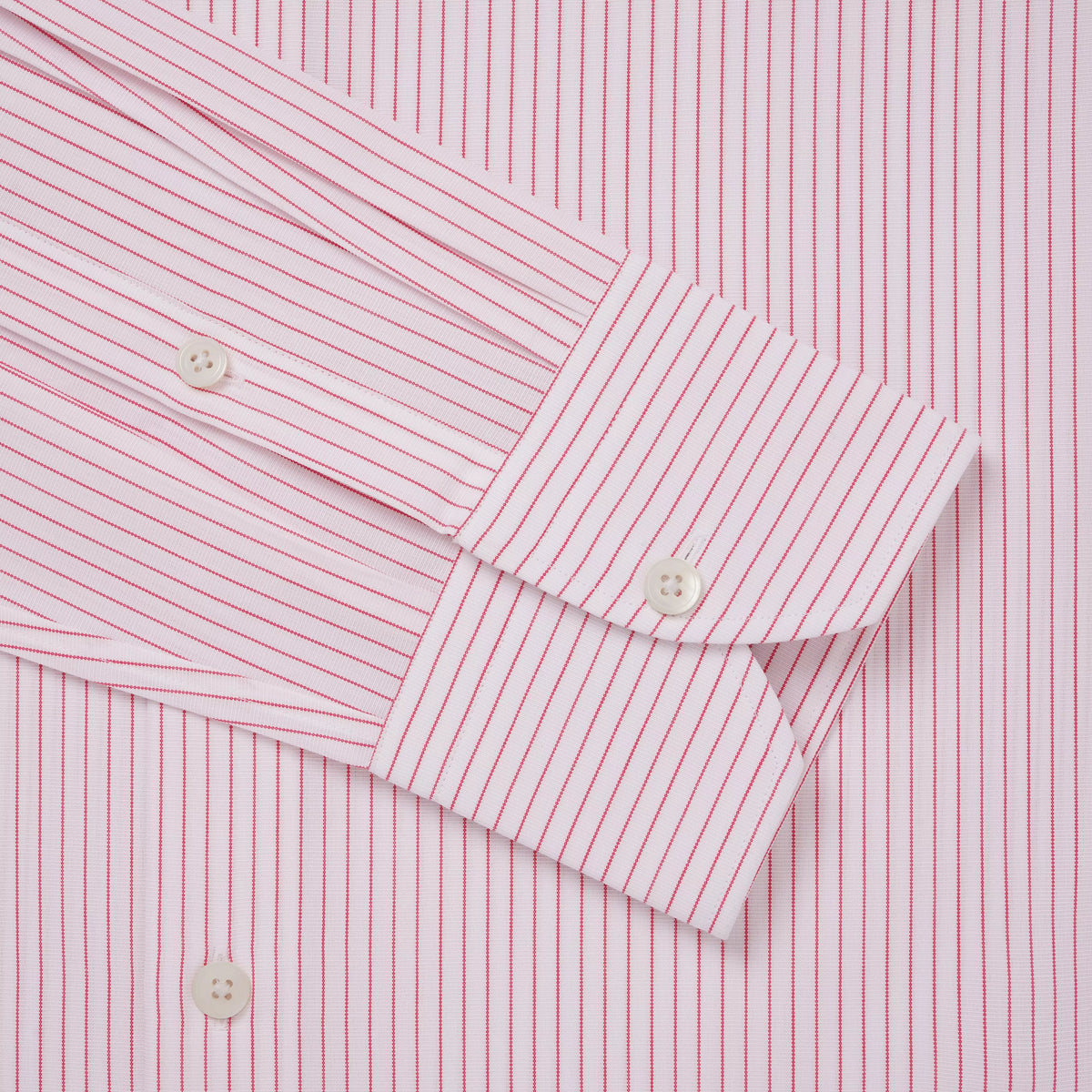 Deep Pink & White Tailored Fit Formal Red Biro Stripe Shirt