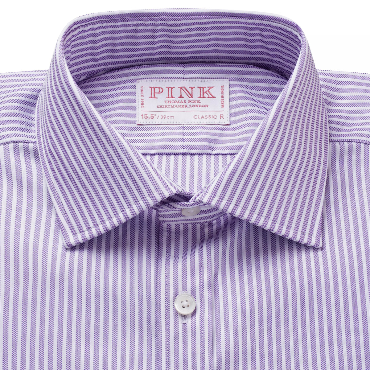 Purple & White Classic Fit Piquet Stripe Formal Shirt