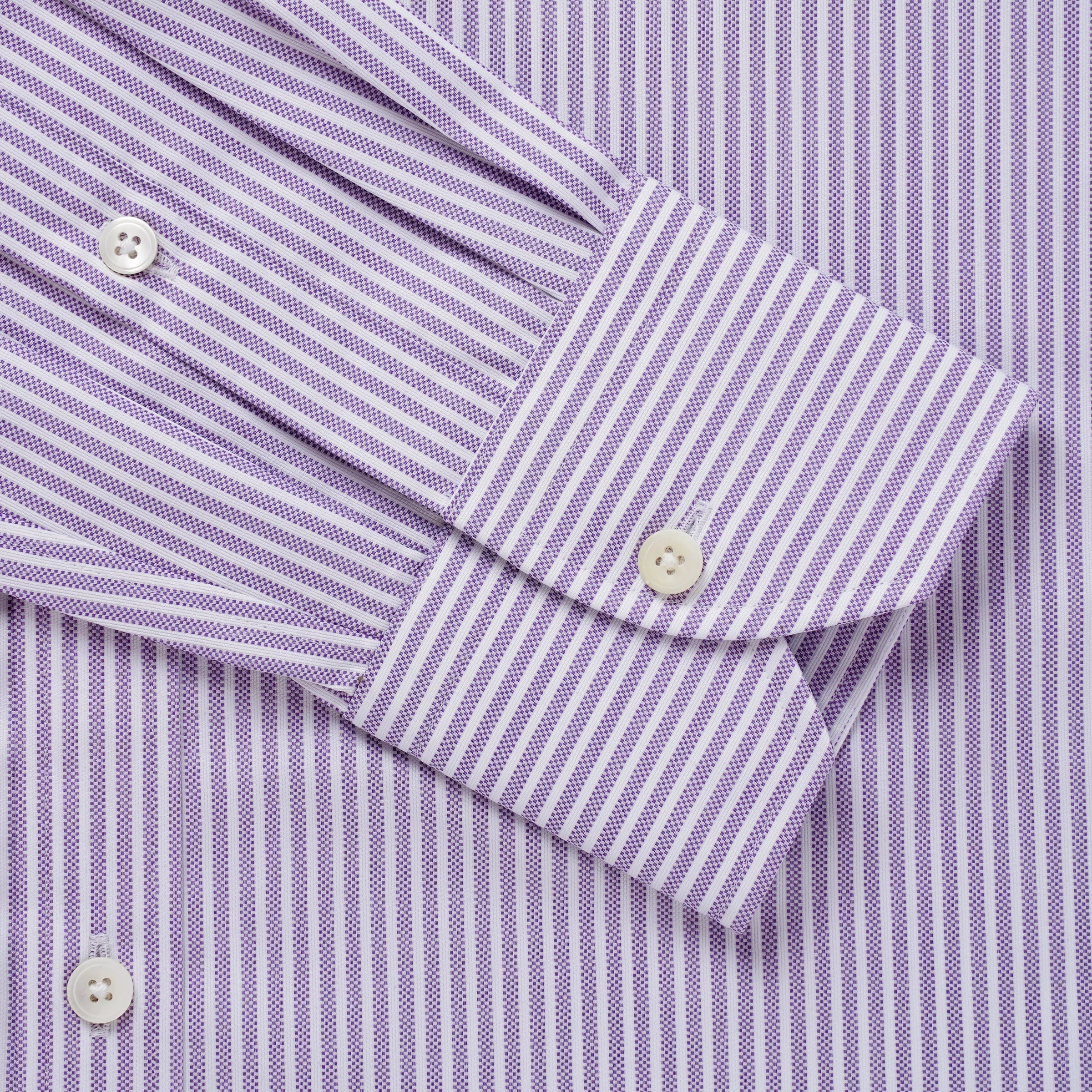 Purple & White Classic Fit Piquet Stripe Formal Shirt