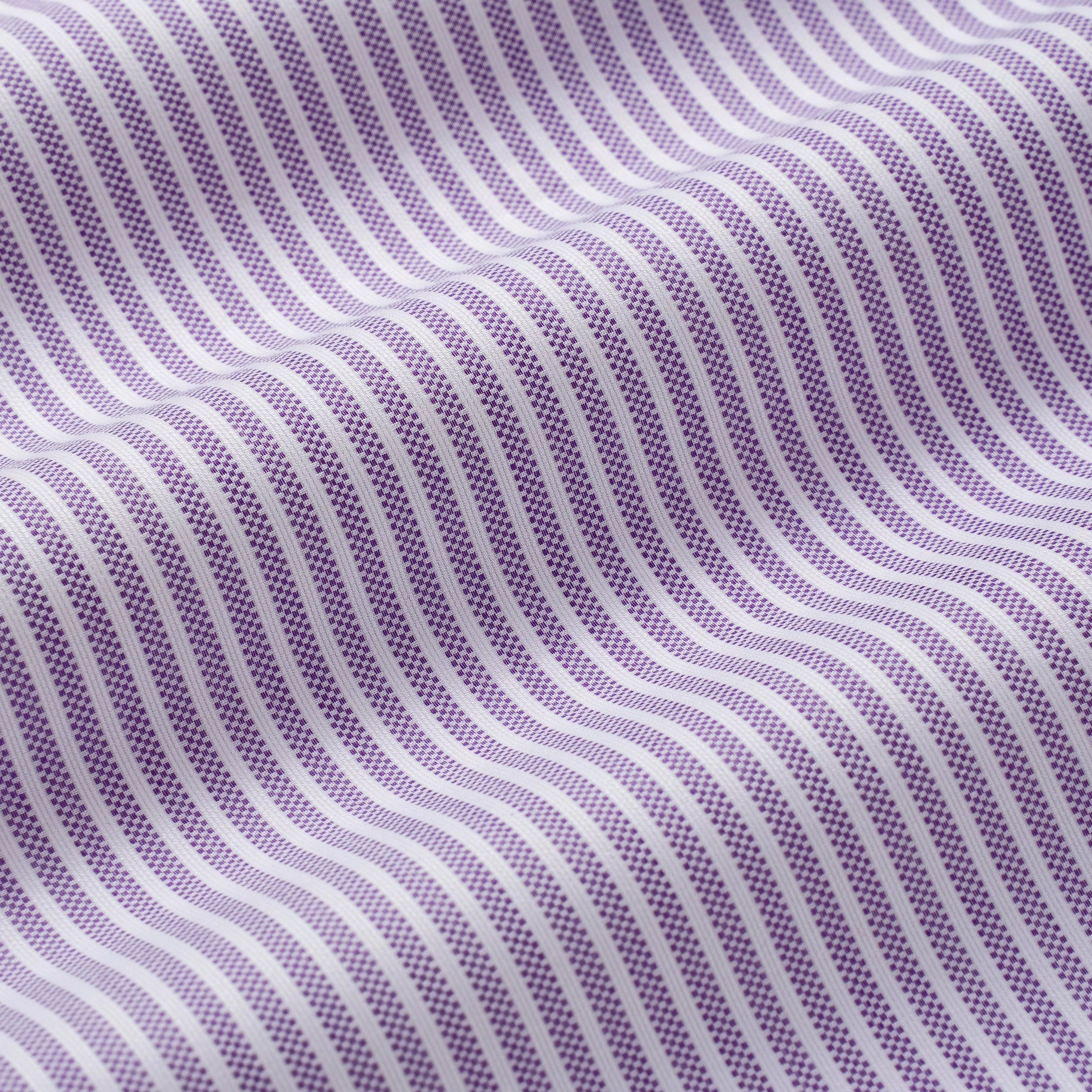Purple & White Classic Fit Piquet Stripe Formal Shirt