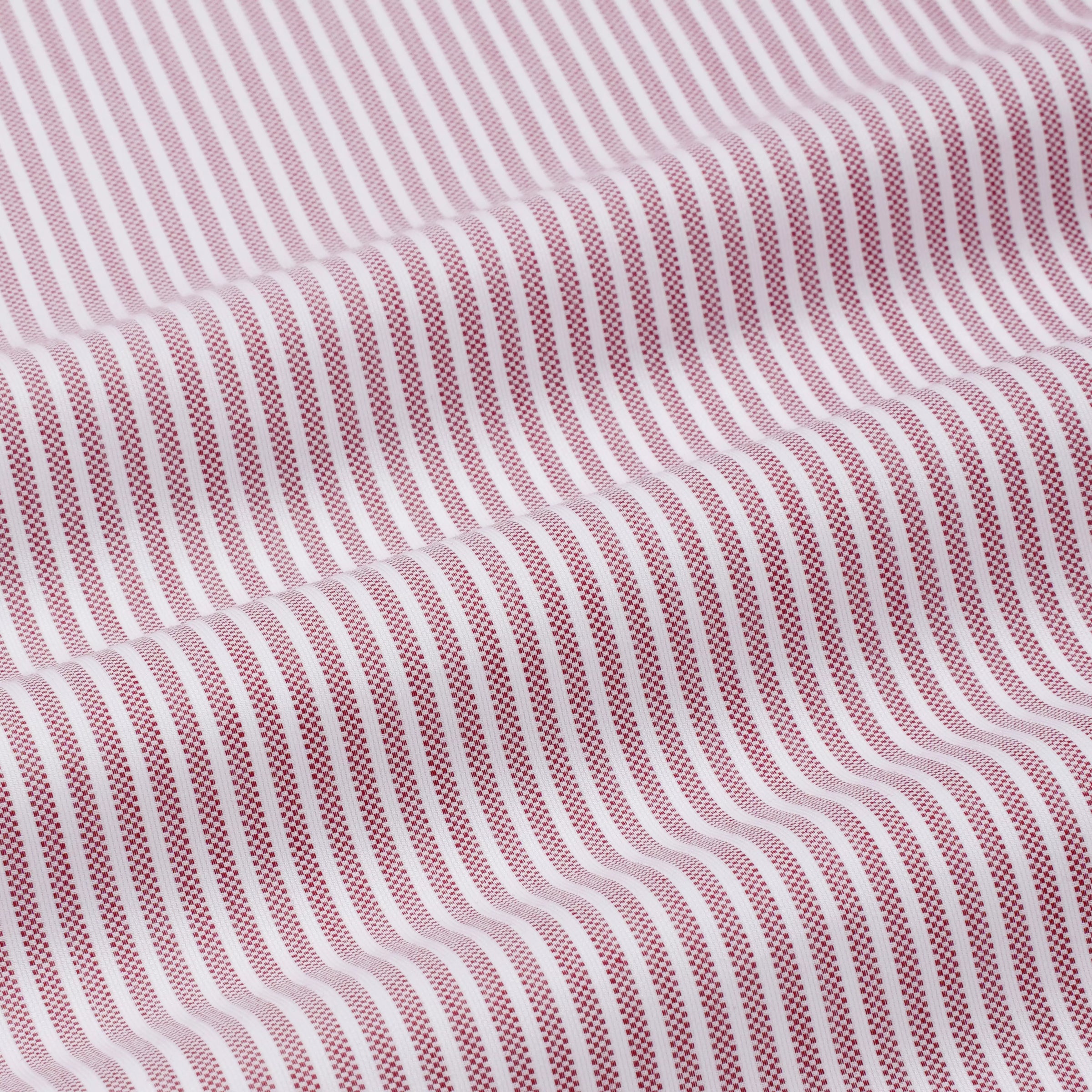 Deep Red & White Classic Fit Piquet Stripe Formal Shirt