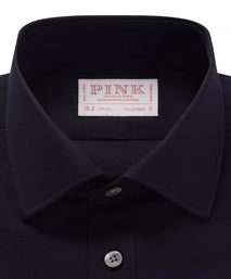 Navy Blue Tailored Fit Double Cuff Ramses Cotton Poplin Formal Shirt